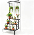 Zhongma 3 Tier Large Heavy Duty Plant Stand with Hanging Plant pot shelf, 35.43 x 33.27 x 78.74, Tall multi layer Plant Holder for Home, Garden, Each Tier: 35.43 L x 10.5W, Easy to Hold Large Plant by Zhongma