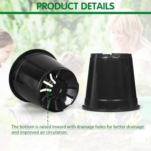 OUPSAUI 1 Gallon Pots for Plants, 6.7 Inch Plant Pots with Drainage Holes, Sturdy Plastic Large Nursery Pot, 1 Gallon Nursery Pots for Seedlings, Succulents, Cuttings - Image 5