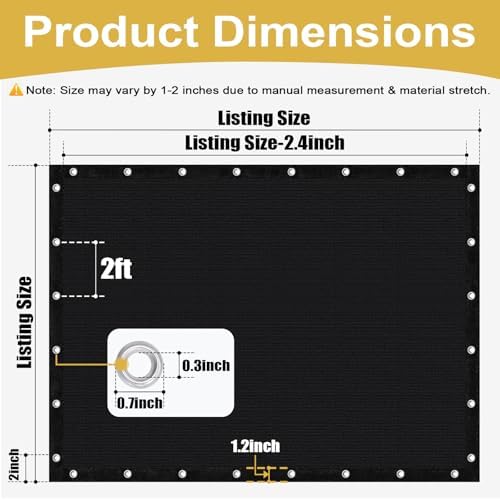 Shade&Beyond 90% Sun Shade Cloth with Grommets, 10' X 14' Pergola Shade Cover Canopy, Mesh Tarp Sun Screens for Patio, Outdoor, Garden, Backyard, Black - Image 3