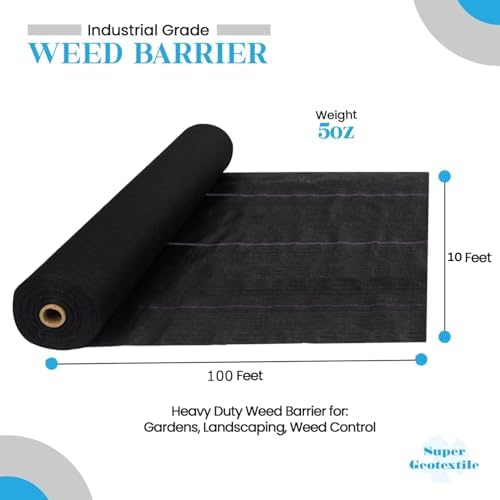Super Geotextile Professional 5oz Geotextile Weed Barrier Fabric - Heavy Duty Landscape Fabric for Gardening, Landscaping, Weed Fabric (10x100) - Image 2