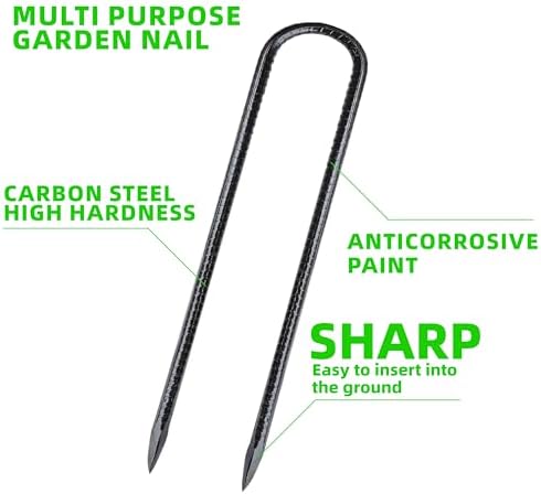 22 Pcs 12-Inch Garden Ground Stakes Galvanized Steel U Shape Hook Staple - Image 3