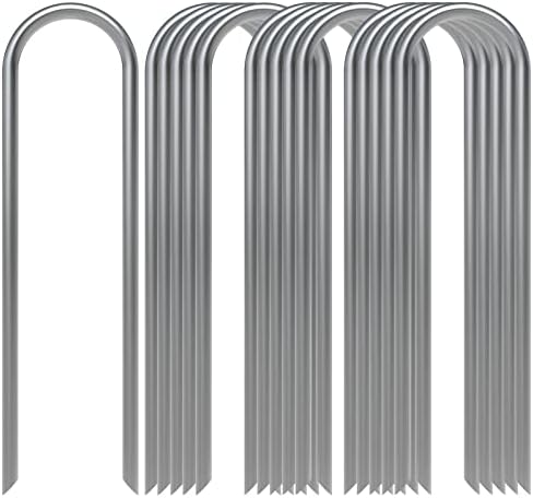 AAGUT U Shaped Garden Stakes 6 Inch, Galvanized Landscape Staples for Tube by AAGUT