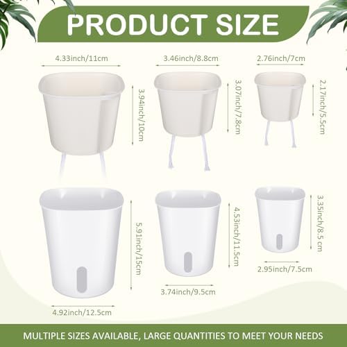 Ziliny 9 Pcs Self Watering Pots Plastic Plant 3 Sizes Flower Plant Pot with Inner White Flower Pots for Indoor House Plants Plastic Self Watering Pot for Herbs Flowers (Xs,S,M) - Image 2