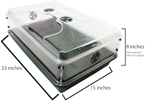 EarlyGrow 24" x 15" x 12.75" Domed Propagator with 2 Height Extenders and Locking Clip Set, Green - Image 5