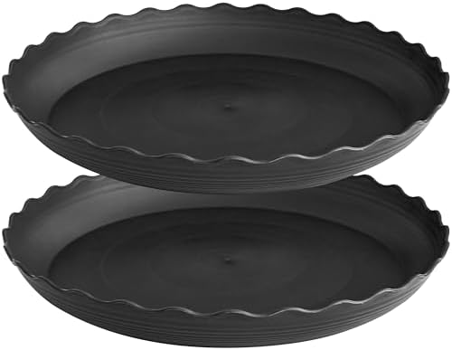 2 Pack of 12 inch Plant Saucer Plant Tray, Plastic Plant Saucer, Heavy Duty Plant Tray for Pots, Plant Saucers for Indoors Planter, Garden Water Plate Bowls for Gallon Grow Bags (Black) by Unknown