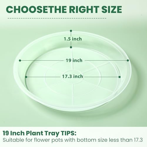 4 Pack 16 17 18 19 20 21 22 in Clear Plastic Plant Saucers for Indoors, Durable Plant Trays for Pots and Plant Water Catcher Tray with No Holes, Reusable Plastic Trays for Plants (19''-4Pack) - Image 3
