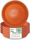6 Pack 8 inch Plant Saucer Pot Trays, Heavy Durable Thicker Plastic Saucers Plant Trays for Indoor/Outdoor Plants, Fit Pots Within 6” Bottom Diameter, Terracotta by Clotide