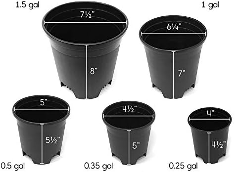 1.5 Gallon Black Nursery Pot Plastic Planters for Outdoor Indoor Plants Gardening Flower Pots 10-Pack 7.5 in Pot Liners with Drainage Holes - Image 5