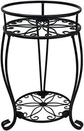 CASIMR 2 Tier Plant Stand, 19.2 inch Tall Metal Potted Holder Rack,Indoor Outdoor Multiple Flower Pot Shelf Rustproof Iron Garden Container for Garden Patio Living Room Corner Balcony, Black by CASIMR