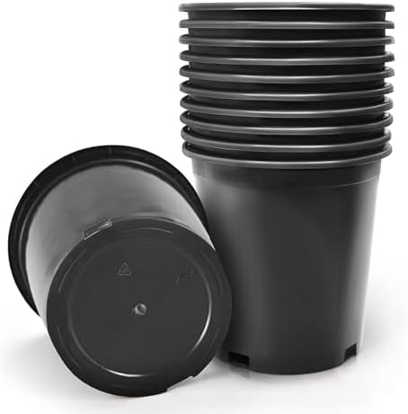 HOSTIC 1 Gallon Flexible Nursery Pots Gallon Pot with Drainage Holes Plastic Plant Container Suitable for Indoor Outdoor Vegetables Flowers Plants 10 PCS by HOSTIC