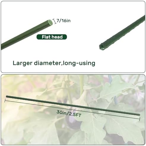 30'' Plant Stakes 30PCS, Steel 2.5ft Supports for Climbing Plants & Tomatoes - Image 3