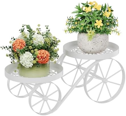 Cute Plant Stand Indoor Outdoor 2-Tier Metal Heavy Duty Flower Pot Holder - Image 2