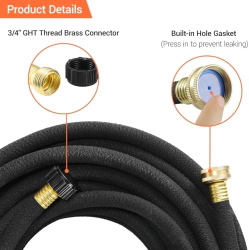 MAMIZO Soaker Hose Kit 100 Ft 1/2" Brass Connectors Heavy Duty Water Saving - Image 3