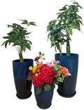 24,21,11 Inch Large Plastic Planters with Drainage Hole and Saucer - Set of 3 Tall Plant Pots Indoor Flower Pot Tall Round Planters Outdoor Large Tall Planter by MinCHI257