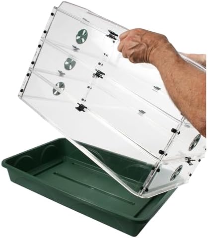 EarlyGrow 24" x 15" x 12.75" Domed Propagator with 2 Height Extenders and Locking Clip Set, Green - Image 4