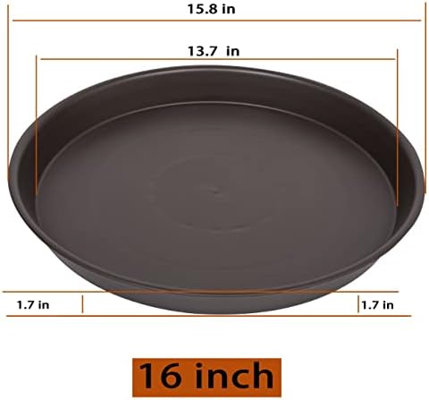 4 Pack of 16 inch Plant Saucer, Heavy Duty Round Plant Trays for Pots, Bird Bath Bowls, Plastic Plant Water Tray, Flower Plant Saucers for Indoors (16", Dark Brown) - Image 2