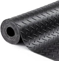SEAL 4 x 6 FT Premium Garage Floor Mat, Solid 2.8mm Thick Lay-Flat Black Commercial Grade Heavy Duty Parking Mat for Golf Cart, Workbench, ATV, Water/Stain Resistant Runner (Embossed Diamond Plate) by SEAL
