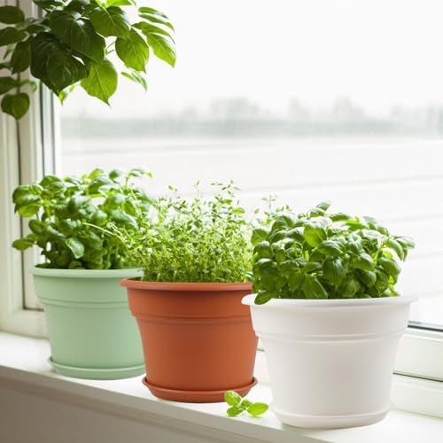 Pottiffe Plant-Pots-Planters-Indoor-Outdoor, 8 inch 4 Pack Green - Image 2