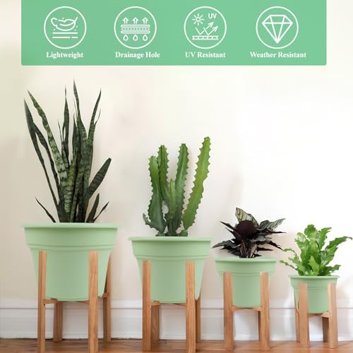 Pottiffe Plant-Pots-Planters-Indoor-Outdoor, 8 inch 4 Pack Green - Image 4