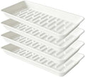 4 Pack Plastic Plant Tray Saucer Rectangular 17 18 Inch, Planter Trays Saucers for Indoor Outdoor, Plant Water Drip Trays, Windowsill, 7.7 x 17.5 Inches, White by Afrine