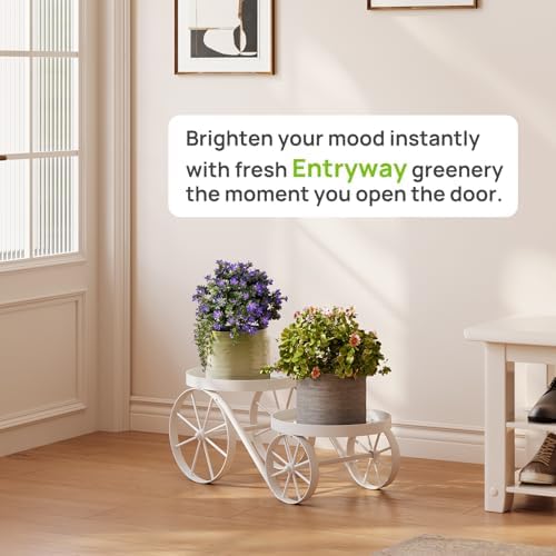 Cute Plant Stand Indoor Outdoor 2-Tier Metal Heavy Duty Flower Pot Holder - Image 3