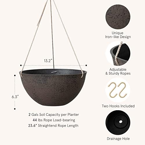 LA JOLIE MUSE Hanging Planter Baskets for Outdoor Plants, Set of 2, 13 Inch - Image 5