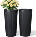 TUYOHW Set of 2 Large Round Tall Planter for Indoor or Outdoor 24" Flower Pots for Porch, Patio, Backyard, Large Planters for Outdoor Indoor Plants by Unknown