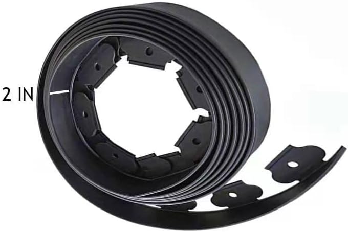 Garden Edging，160ft Landscape Edging with 200 Spikes for Lawn 2 Inch Tall(Black, 160FT) - Image 2