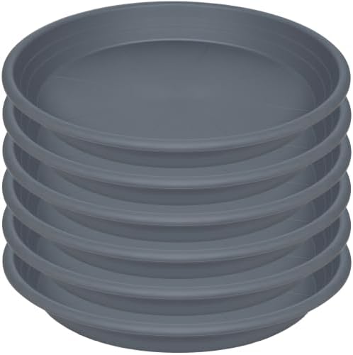 6 Pack of 10 inch Plant Saucer, Large Plant Tray, Heavy Sturdy Plant Drainage Tray for Indoors, Bird Bath Bowls, Sturdy Plastic Pot Tray for Planter (Gray) by Unknown