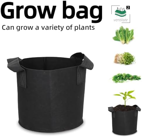 Grow Bags,Growing Pot Bags Garden Grow Bag Indoor Outdoor Fabric Aeration Plant Pot Container Flower Vegetable Pouch (Black,2 Gallon) - Image 2