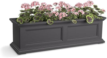 Mayne Fairfield 36in Self-Watering Rectangular Window Box Planter, Gray by Mayne