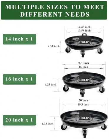 Metal Heavy Duty Plant Caddy Round Flower Pot Mover, 3 Pack Mixed of 14", 16" and 20" Rolling Plant Stand with Wheels, Indoor Outdoor Plant Dolly with Casters Planter Tray, Black - Image 3