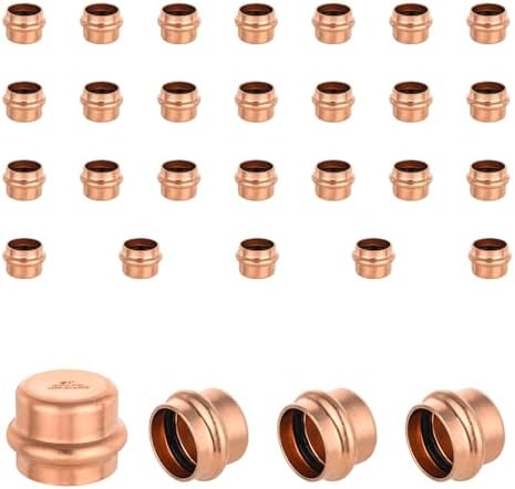 (Pack of 30) EFIELD 1-inch Copper Press Fit End Cap (Plug) Plumbing Fittings, LBP Design, Heavy Copper Structure by EFIELDPEXTUBING