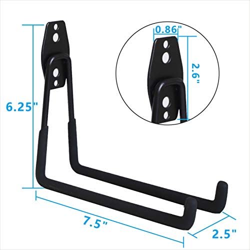 Garage Hooks, 4 Pack Wall Mount Storage Hanger with 2 Extension Cord Holder Organizer, Heavy-Duty 7.5 inch Long Hooks for Ladder, Ski, Sports, Utility, Garden Tool, Hose Storage Rack Organizer - Image 3