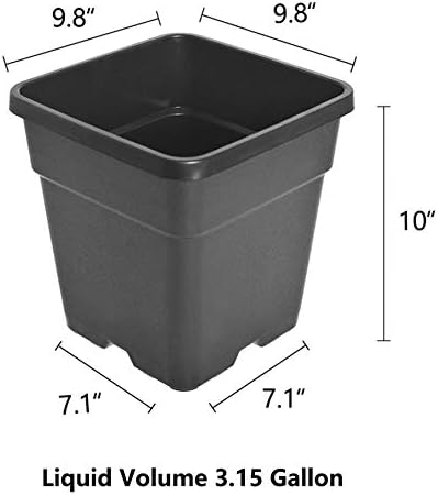 Square Nursery Pots Plant Pots Grow Pots Nursery Container for Planting Soil Plants 3.15 Gallon 10Pcs - Image 3