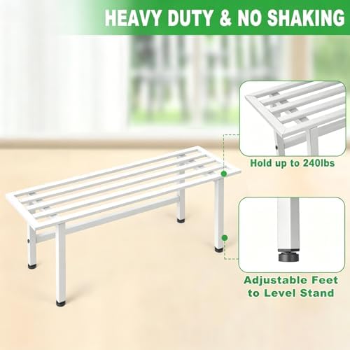 Dipion 2 Pack Metal Plant Stands Outdoor Indoor,1 Tier Plant Bench,White - Image 3