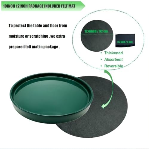 Yukfona Ceramic Plant Saucer Tray 1 Pcs 12 Inch Green, 12.5" OD x11.9 ID x1.6 Deep| Fits Flower pots Bottom≤ 11.9", Heavy Duty Glazed Round Planter Drip with Catch Basin for Indoor Outdoor Plants - Image 3