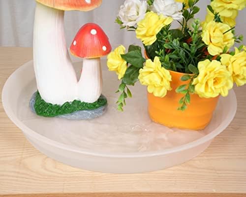 4 Pack of 14 inch Plant Saucers Bird Bath Bow Round, Plastic Plant Saucer Tray for Pots, White Planters for Indoor Plants, Plant Trays for Planter 12-15" (14", Clear) - Image 5