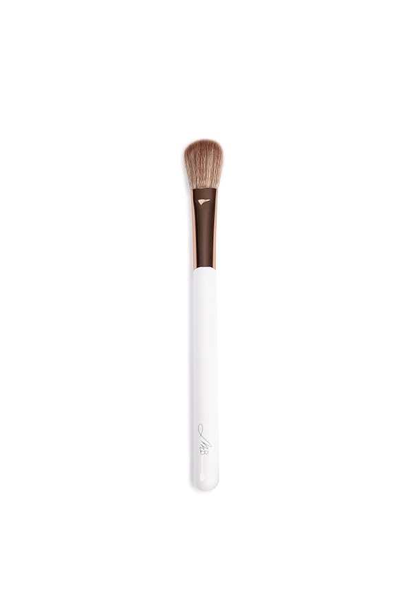 Monika Blunder Beauty - Hybrid Cream Brush - Clean Beauty Synthetic Duo-Fiber in White and Rose Gold - Hybrid Face - Non-Toxic, Vegan, Cruelty-Free, Clean Makeup