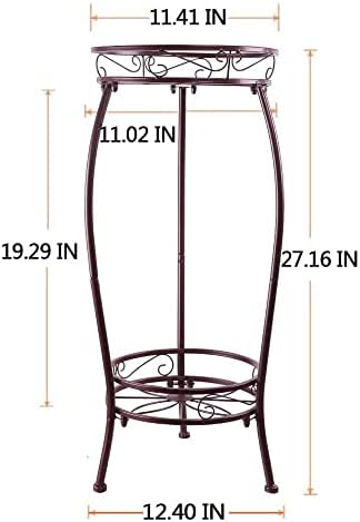 Plant Stand Indoor Outdoor,2 Tiers 27.1'' Metal Tall Plant Stands,Iron Corner Flower Pot Holder, Plant Rack,Display Shelf Racks for Home Garden Office -Brown - Image 5