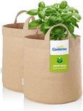 Coolaroo 2-Pack 5 Gallon Heavy Duty Plant/Vegetable/Herb/Fruit Breathable Fabric Grow Planter Pot Bags with Handles, Desert Sand by Coolaroo