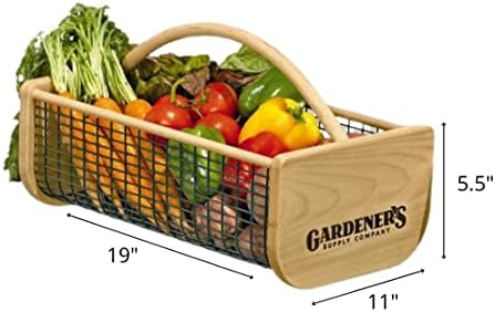 Gardener's Supply Company Large Garden Harvest Basket | Versatile Gardening & Vegetable Gathering Hod | Natural Smooth Pine - Maple Frame and Coated Mesh | 9"L x 11"W x 11"H - Image 2