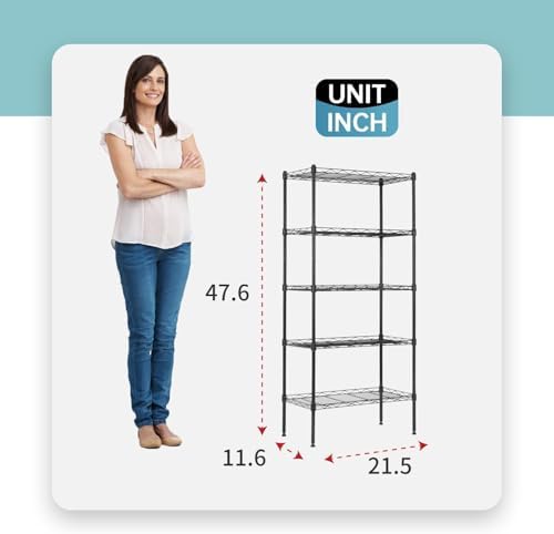 Meet perfect 5-Tier Wire Shelving Unit, 750 lb, 21.5 x 11.6 x 47.6 in - Image 3