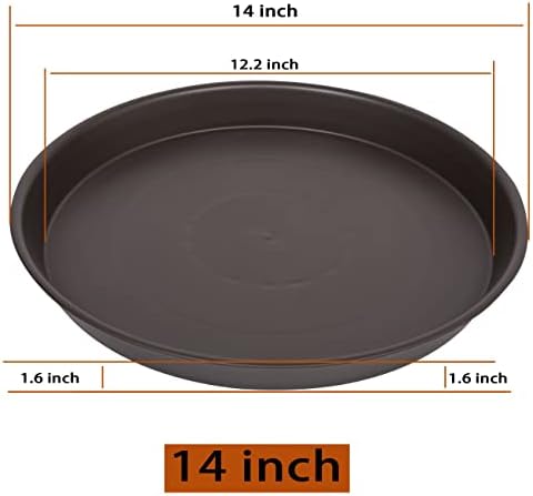 4 Pack of 14 inch Plant Saucers Bird Bath Bow Round, Plastic Plant Saucer Tray for Pots, White Planters for Indoor Plants, Plant Trays for Planter 12-15" (14", Dark Brown) - Image 2