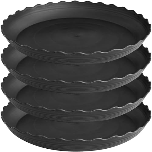 4 Pack of 18 inch Plant Saucer Plant Tray, Plastic Plant Saucer, Heavy Duty Plant Tray for Pots, Plant Saucers for Indoors Planter, Garden Water Plate Bowls for Gallon Grow Bags (Black) by Unknown