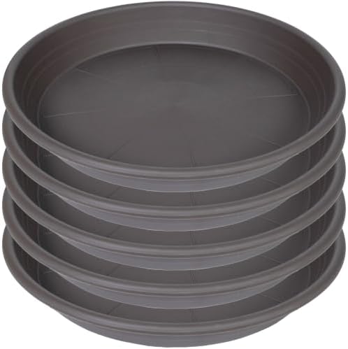 5 Pack of 14 inch Plant Saucer, Large Plant Tray, Heavy Sturdy Plant Drainage Tray for Indoors, Bird Bath Bowls, Sturdy Plastic Pot Tray for Planter (Brown) by Unknown