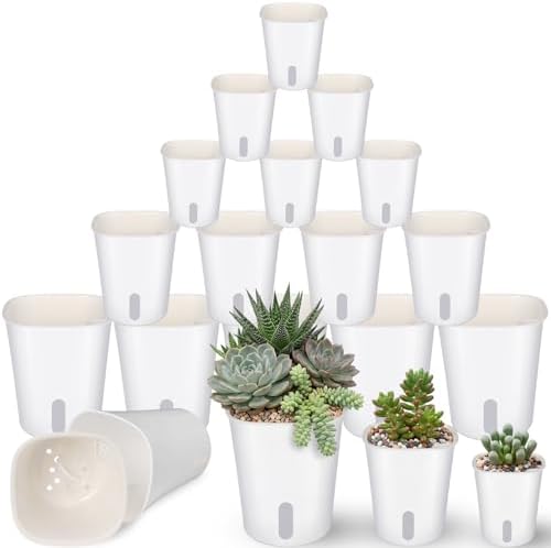 Ziliny 18 Pcs Self Watering Pots Plastic Plant 3 Sizes Flower Plant Pot with Inner White Flower Pots for Indoor House Plants Plastic Self Watering Pot for Herbs Flowers (S,M,L) by Ziliny