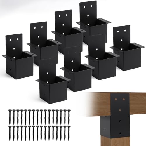 8 Pcs 4”x 4”Pergola Brackets, Post Top Rafter Brackets (Actual Size 3.6'' x 3.6'') Wall Mount Support Brackets Kit Connectors for Gazebo,Pergola,Sunroom and Carport by AXWHYS