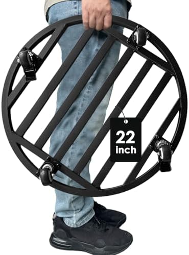 22" Metal Plant Caddy with Wheels Heavy Duty,Round Large Plant Stand Indoor Outdoor Use,Rolling Plant Dolly with Industrial Casters,Rust-Proof Black Plant Tray for Large Planters Pots,1-Pack by Hongsane