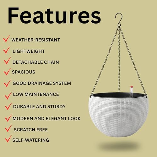 LaLaGreen Hanging Pots for Indoor (11in, 2 Pack) Self-Watering Plant Holder - Image 6
